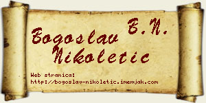 Bogoslav Nikoletić vizit kartica